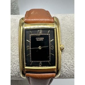 Citizen 6020-S41908 Tank Watch New Battery Black Dial 26MM 7.5" Leather N86